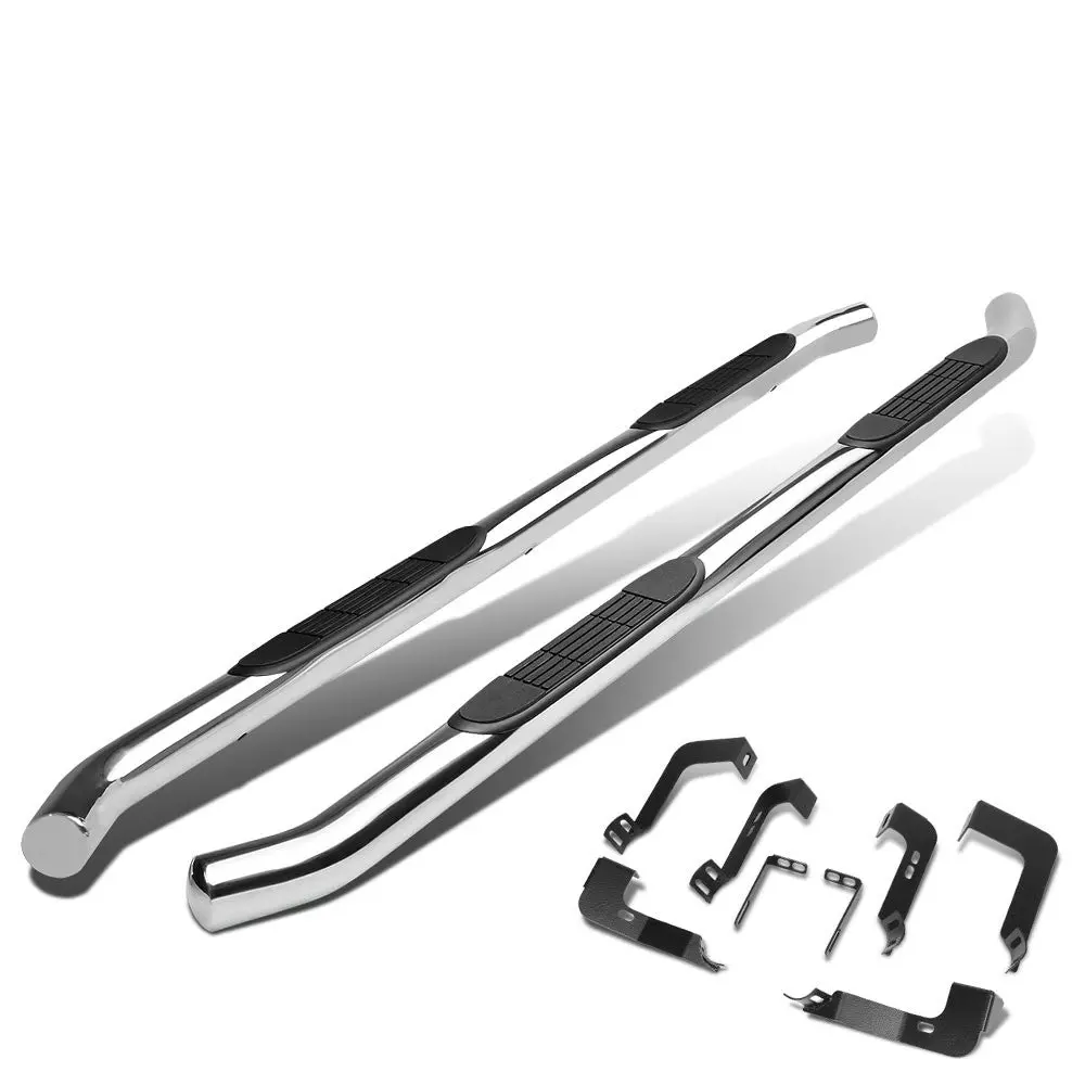 (Curved End Metal) Running Board Nerf Bar For 99-14 Chevrolet Silverado/Gmc Sierra Gmt800 Gmt900 [Crew Cab] 1