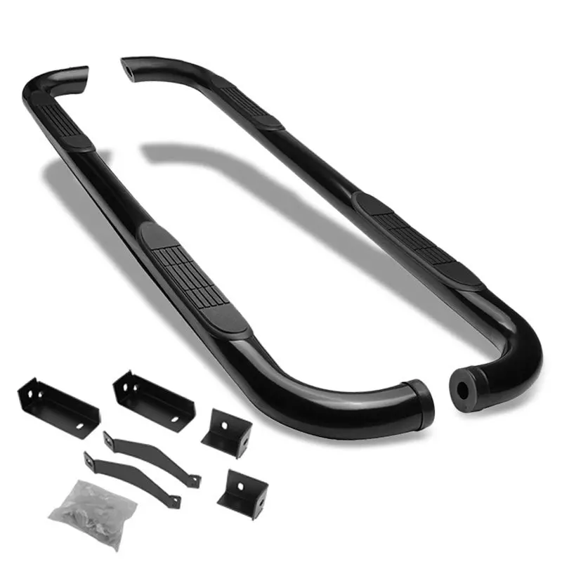 (90 Bend End Black) Running Board Nerf Bar For 04-15 Nissan Titan (A60 1St Gen) [Extended Cab] 1