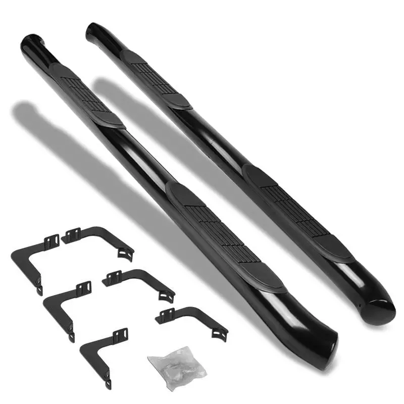 (Curved End Black) Running Board Nerf Bar For 05-21 Nissan Frontier (D40 2Nd Gen) [Extended Cab] 1
