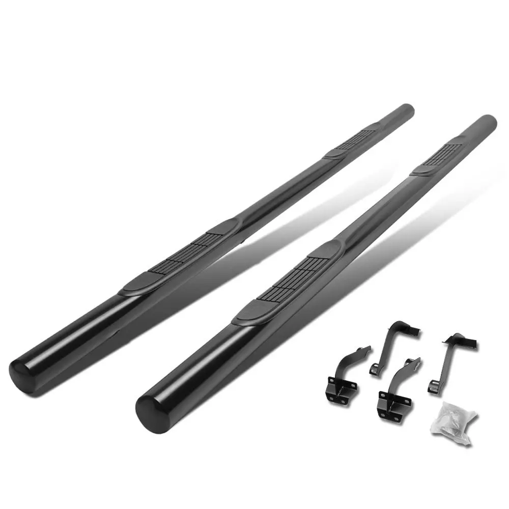 (Straight Tubular Black) Running Board Nerf Bar For 15+ Ford F-150/17+ F-250 F-350 Super Duty [Extended Cab] 1