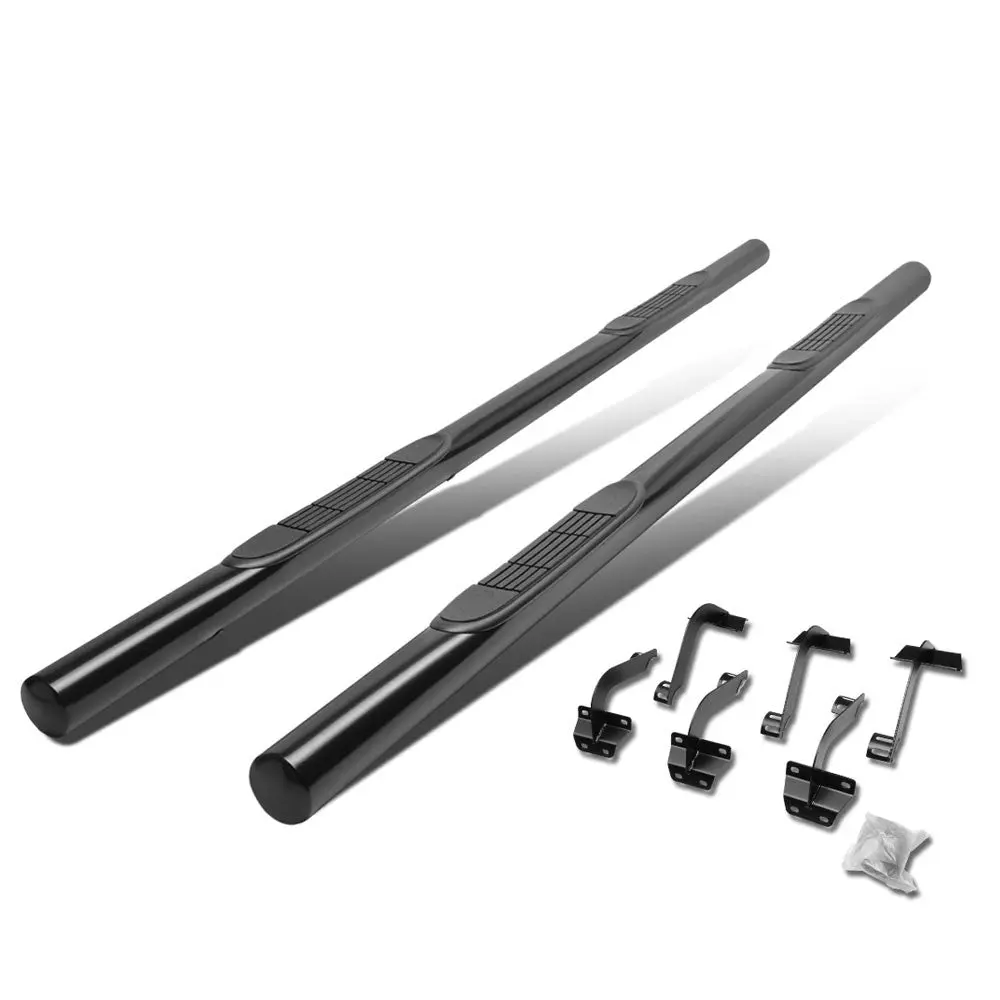 (Straight Tubular Black) Running Board Nerf Bar For Ford 15+ F-150 / 17+ F-250 F-350 Super Duty [Crew Cab] 1