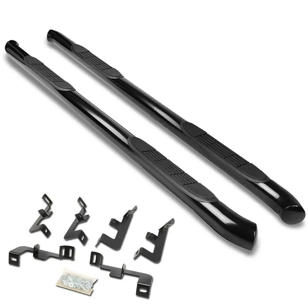 (Curved End Black) Running Board Nerf Bar For 18+ Jeep Wrangler 4Dr Unlimited Jl 1