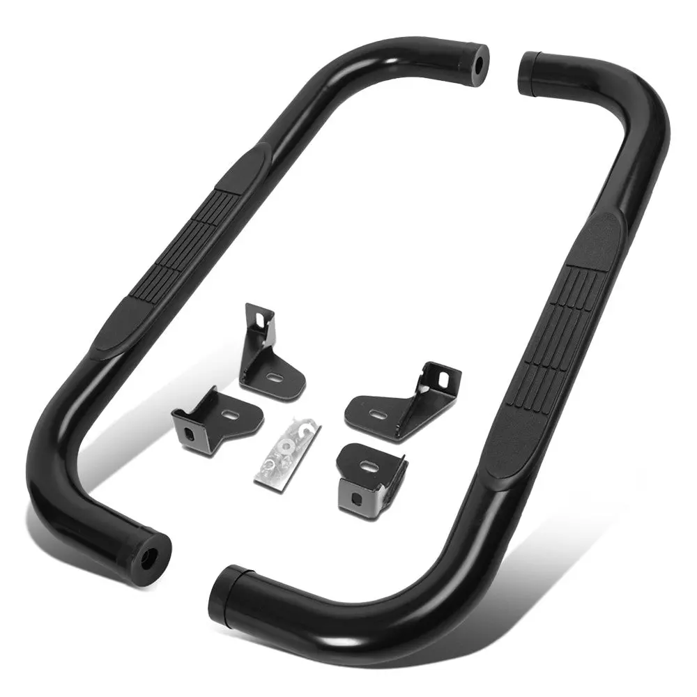 (90 Bend End Black) Running Board Nerf Bar For 19+ Chevrolet Silverado 1500 / Gmc Sierra 1500 (T1xx 4Th Gen) [Standard Cab] 1