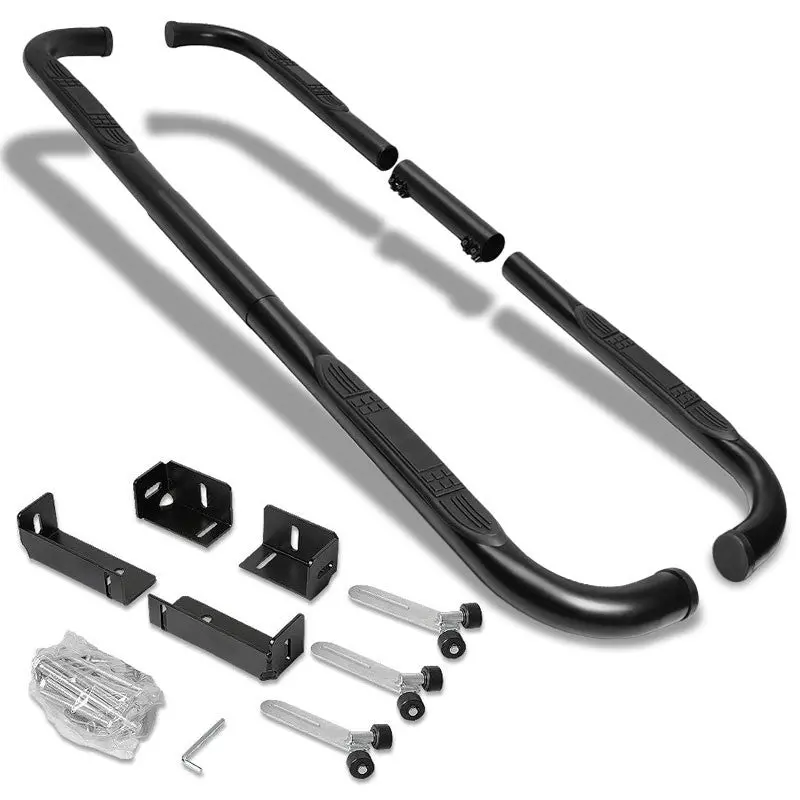 (90 Bend End Black) Running Board Nerf Bar Length Adjustable [Extended Cab And Crew Cab] 1