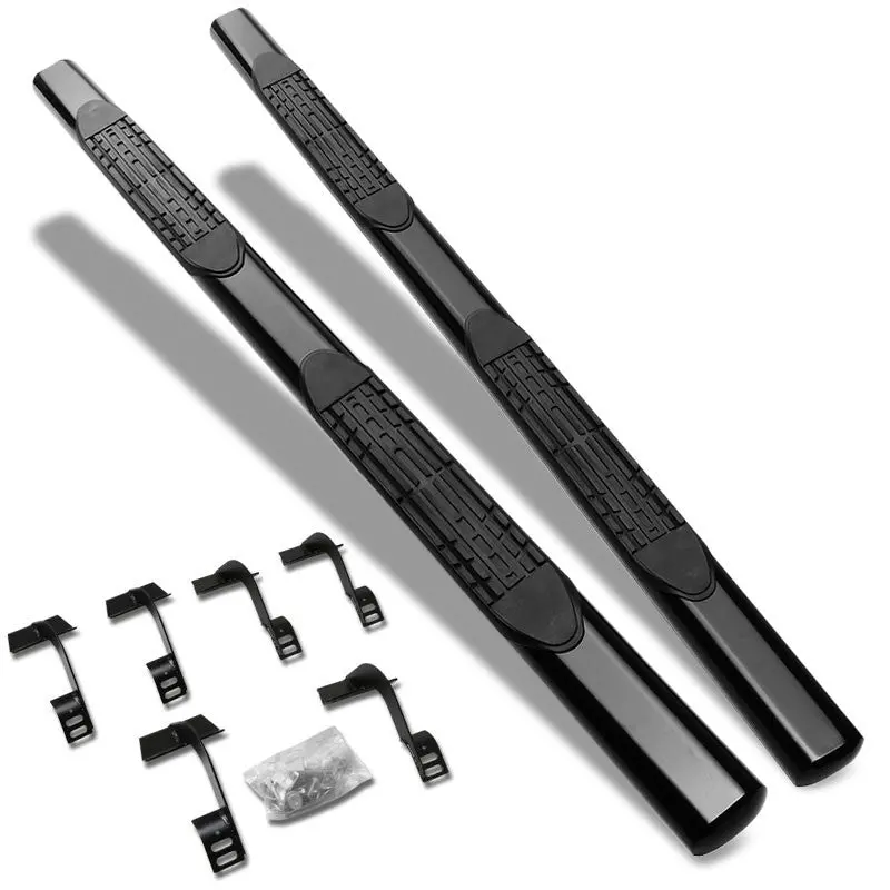 (Straight Design Black) Running Board Nerf Bar For Ford 15+ F-150 / 17+ F-250 F-350 Super Duty [Crew Cab] 1