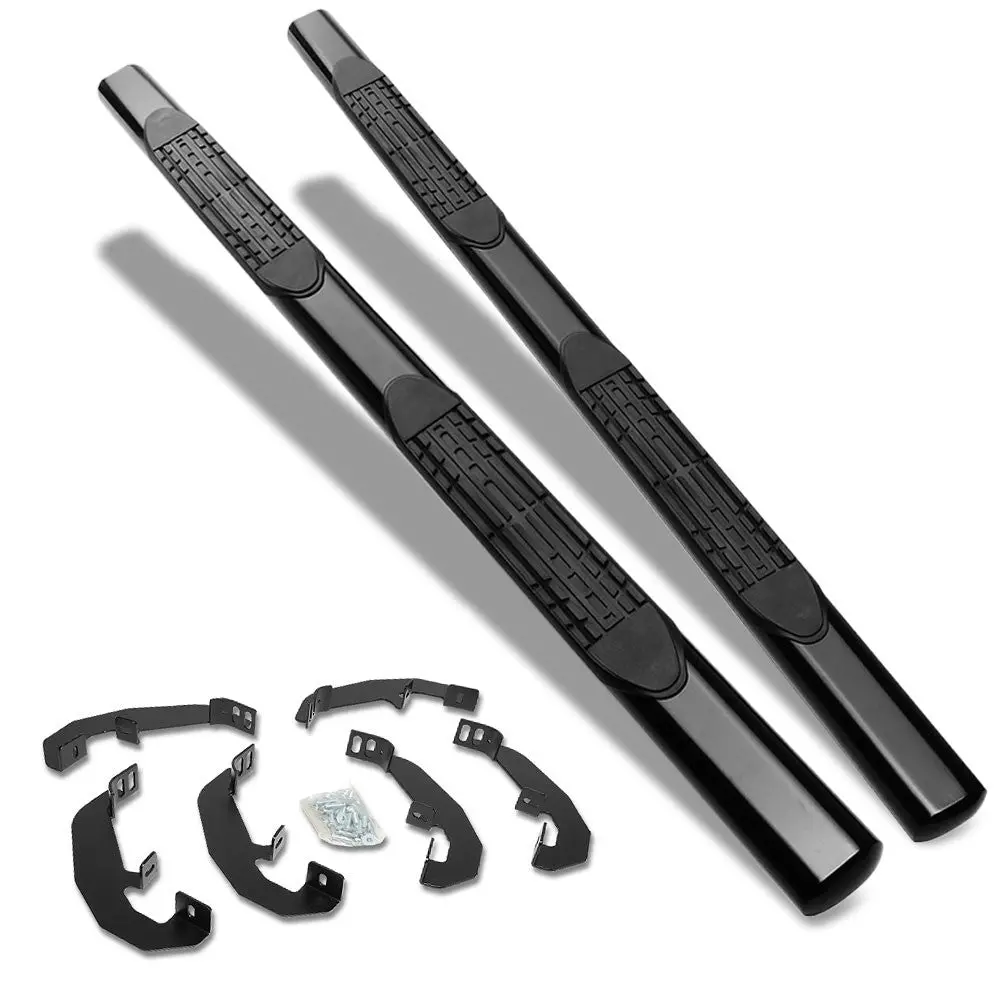 (Straight Design Black) Running Board Nerf Bar For 19+ Chevrolet Silverado / Gmc Sierra 1500 2500 3500 Hd (T1xx) [Crew Cab] 1