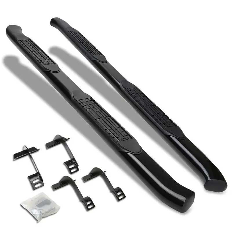 (Curved End Oval Black) Running Board Nerf Bar For 15+ Ford F-150/17+ F-250 F-350 Super Duty [Extended Cab] 1