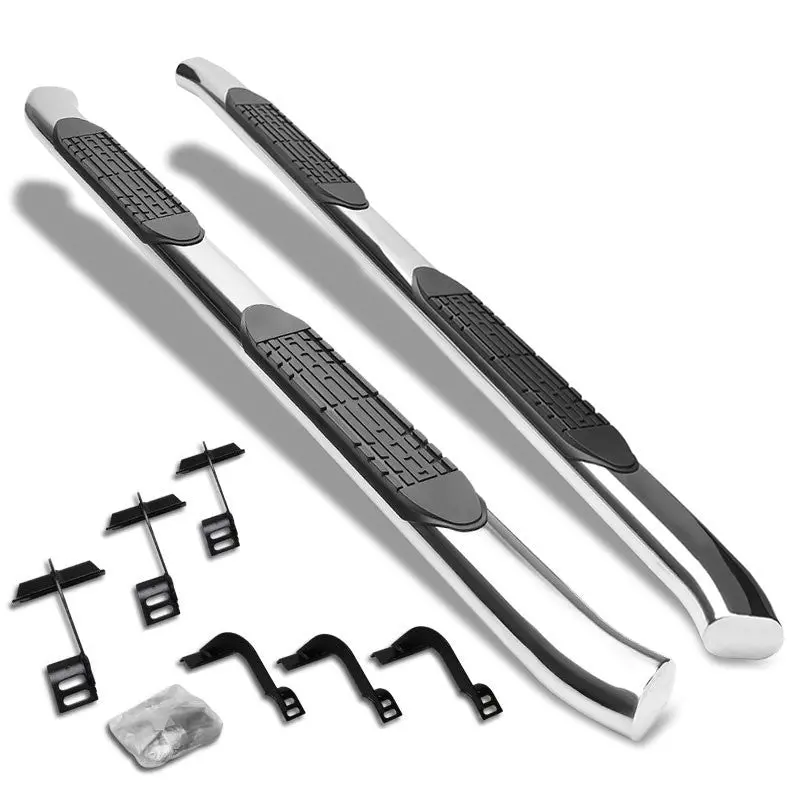 (Curved End Oval Metal) Running Board Nerf Bar For Ford 15+ F-150 / 17+ F-250 F-350 Super Duty [Crew Cab] 1