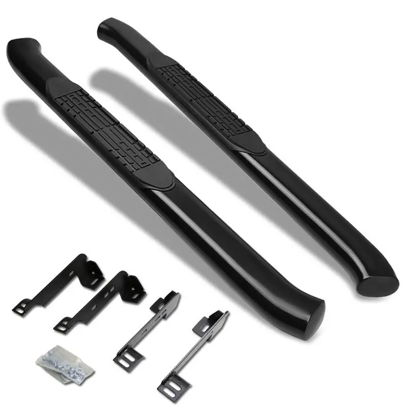 (Curved End Oval Black) Running Board Nerf Bar For 99-19 Silverado/Sierra [Standard Cab] 1