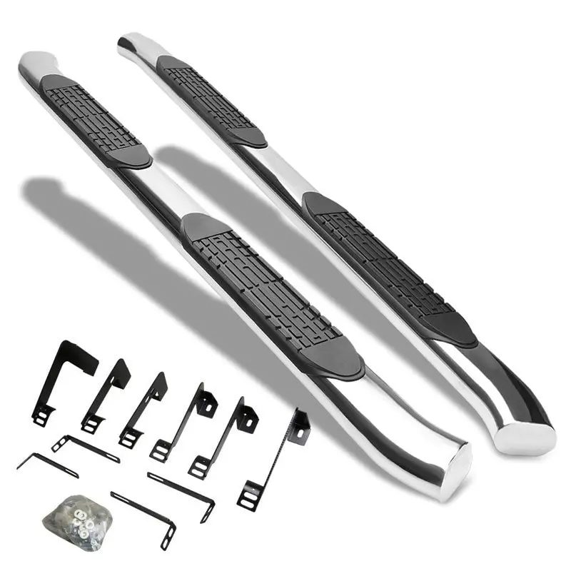 (Curved End Oval Metal) Running Board Nerf Bar For 07-18 Silverado Sierra 1500/07-19 2500 3500 Hd [Extended Cab] 1