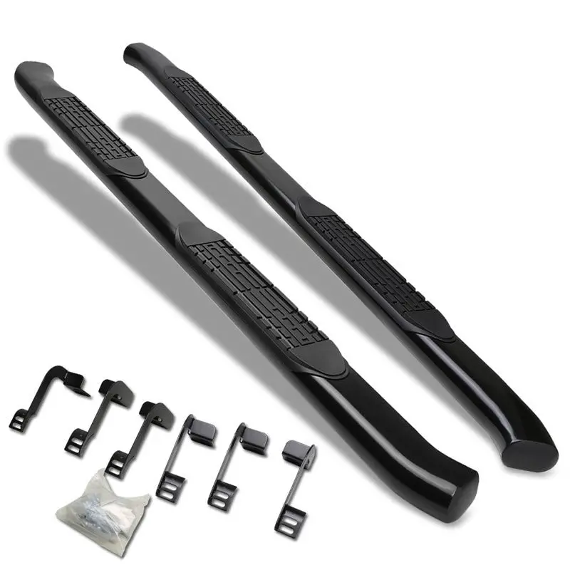 (Curved End Oval Black) Running Board Nerf Bar For 09-18 Ram 1500 2500 3500/19+ Ram 1500 Classic [Crew Cab] 1