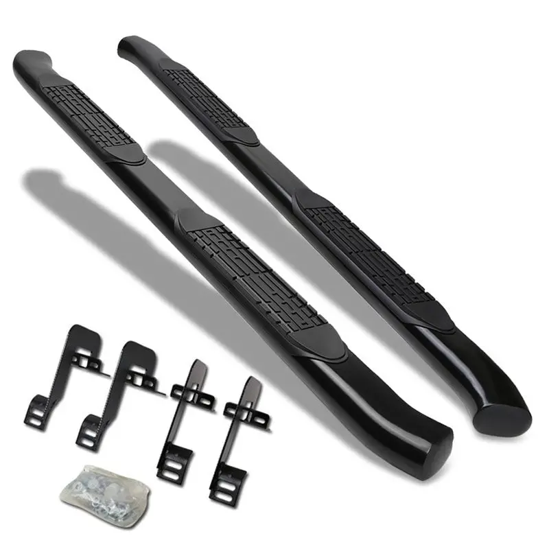 (Curved End Oval Black) Running Board Nerf Bar For 04-14 Ford F-150 (P221 11Th, P415 12Th Gen) [Extended Cab] 1