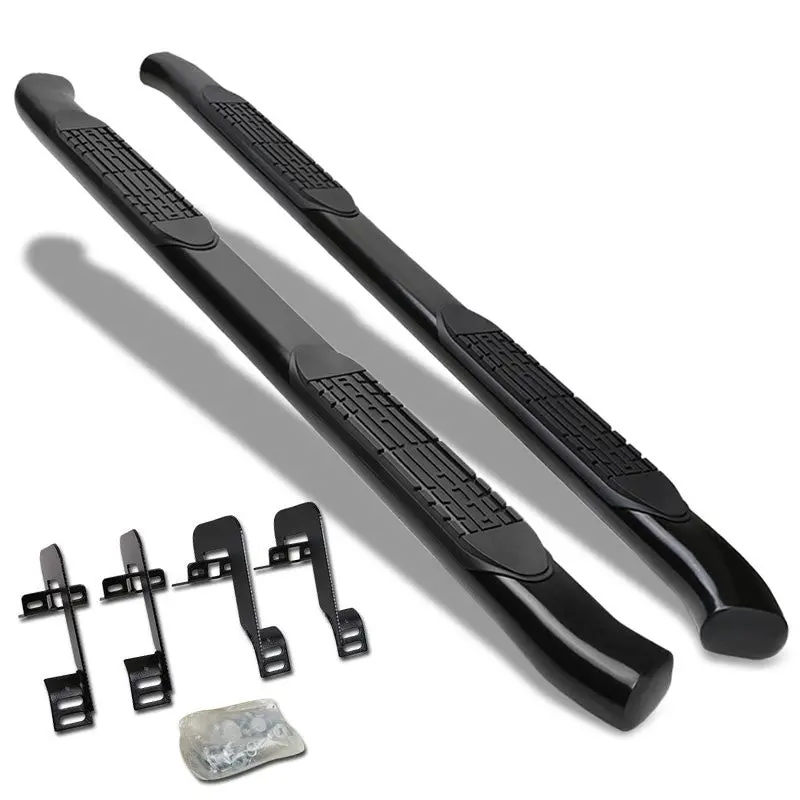 (Curved End Oval Black) Running Board Nerf Bar For 04-14 Ford F-150 (P221 11Th, P415 12Th Gen) [Crew Cab] 1
