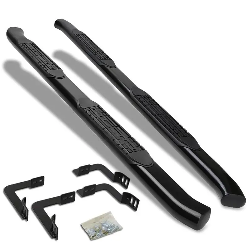(Curved End Oval Black) Running Board Nerf Bar For 05-21 Nissan Frontier (D40 2Nd Gen) [Crew Cab] 1