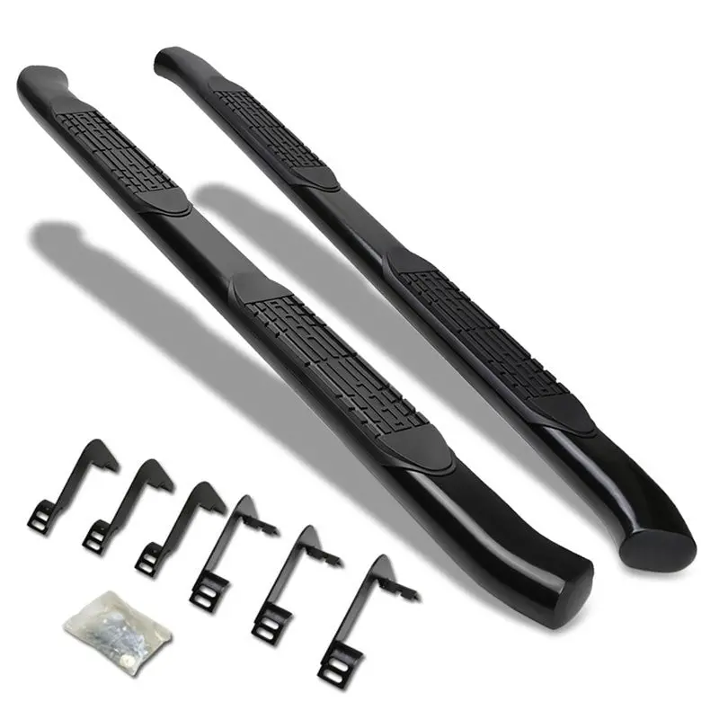(Curved End Oval Black) Running Board Nerf Bar For 04-15 Nissan Titan (A60 1St Gen) [Extended Cab] 1