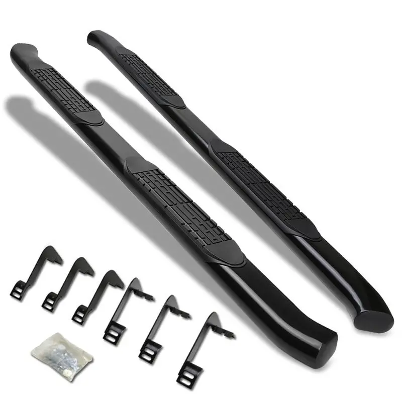 (Curved End Oval Black) Running Board Nerf Bar For 04-15 Nissan Titan (A60 1St Gen) [Crew Cab] 1
