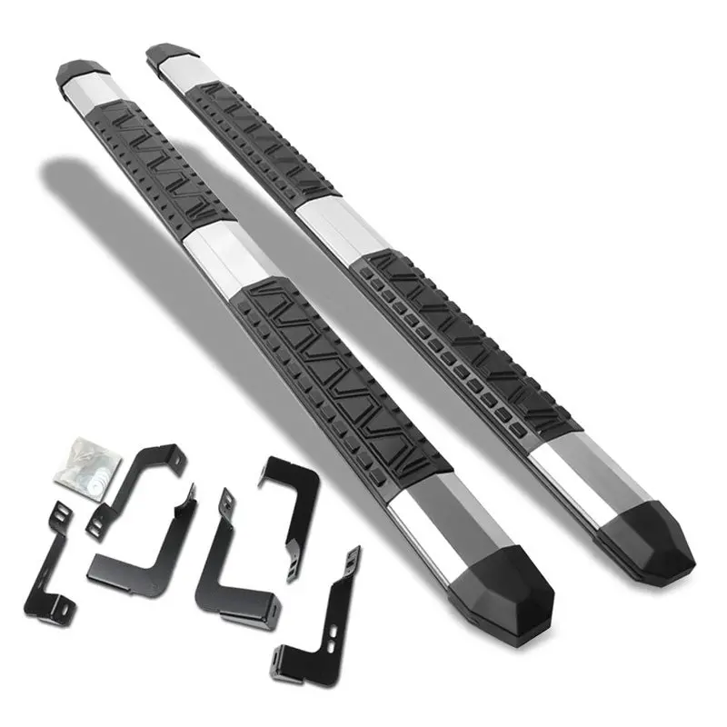 (Extruded Trapezoid Metal) Running Board Nerf Bar For 07-18 Silverado Sierra 1500/07-19 2500 3500 Hd [Extended Cab] 1