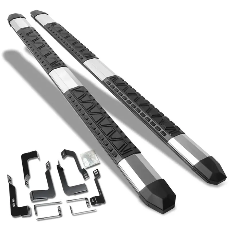 (Extruded Trapezoid Metal) Running Board Nerf Bar For 07-18 Silverado Sierra 1500/07-19 2500 3500 Hd [Crew Cab] 1