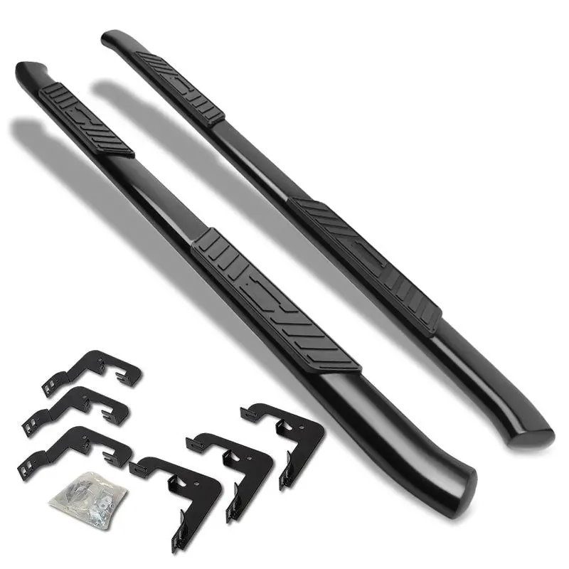 (Oval Tubular Black) Running Board Nerf Bar For 07-18 Silverado Sierra 1500/07-19 2500 3500 Hd [Crew Cab] 1