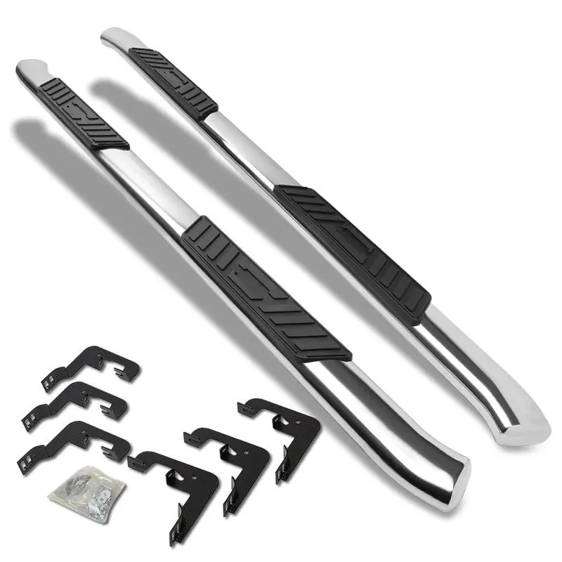 (Oval Tubular Metal) Running Board Nerf Bar For 07-18 Silverado Sierra 1500/07-19 2500 3500 Hd [Crew Cab] 1