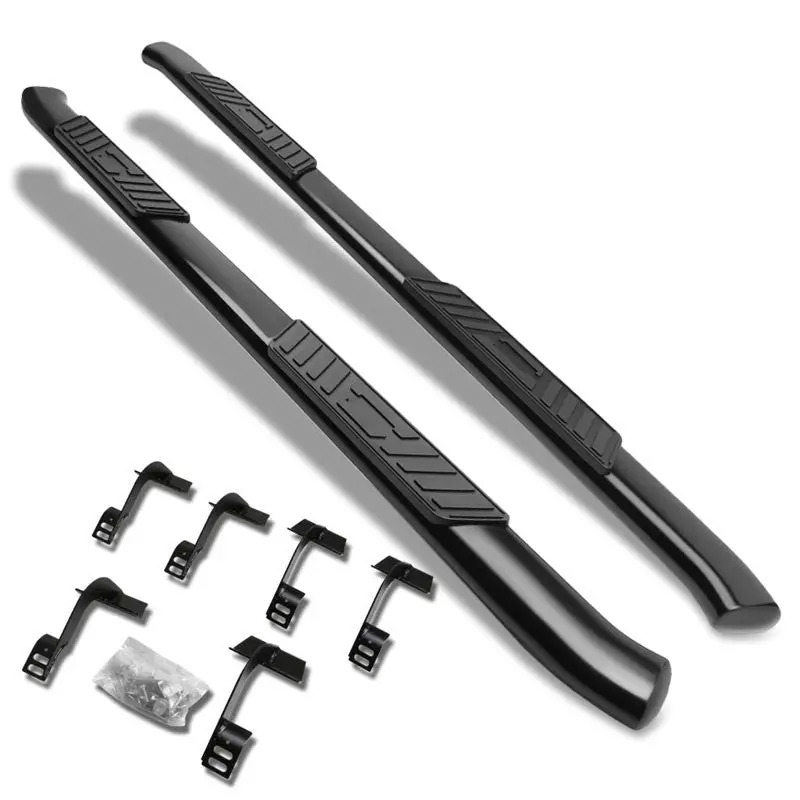 (Oval Tubular Black) Running Board Nerf Bar For Ford 15+ F-150 / 17+ F-250 F-350 Super Duty [Crew Cab] 1