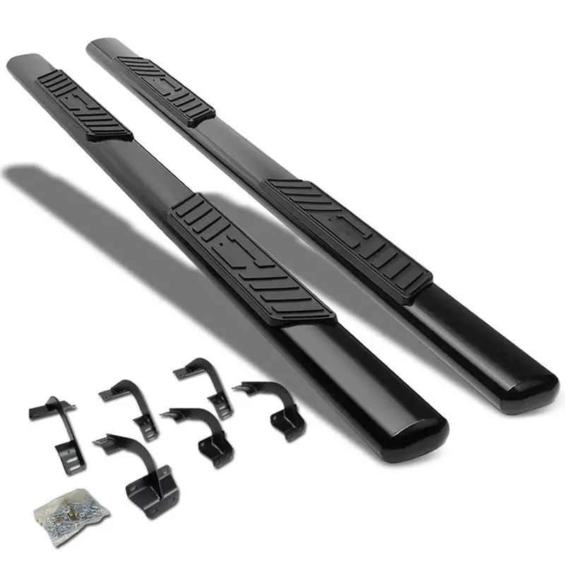 (Straight Oval Black) Running Board Nerf Bar For Ford 15+ F-150 / 17+ F-250 F-350 Super Duty [Crew Cab] 1