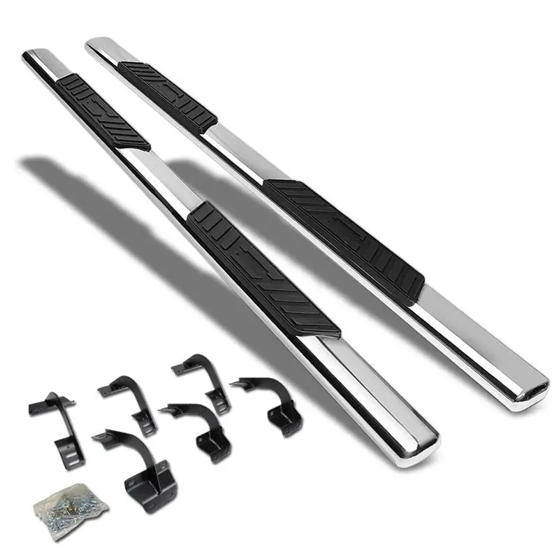 (Straight Oval Metal) Running Board Nerf Bar For Ford 15+ F-150 / 17+ F-250 F-350 Super Duty [Crew Cab] 1