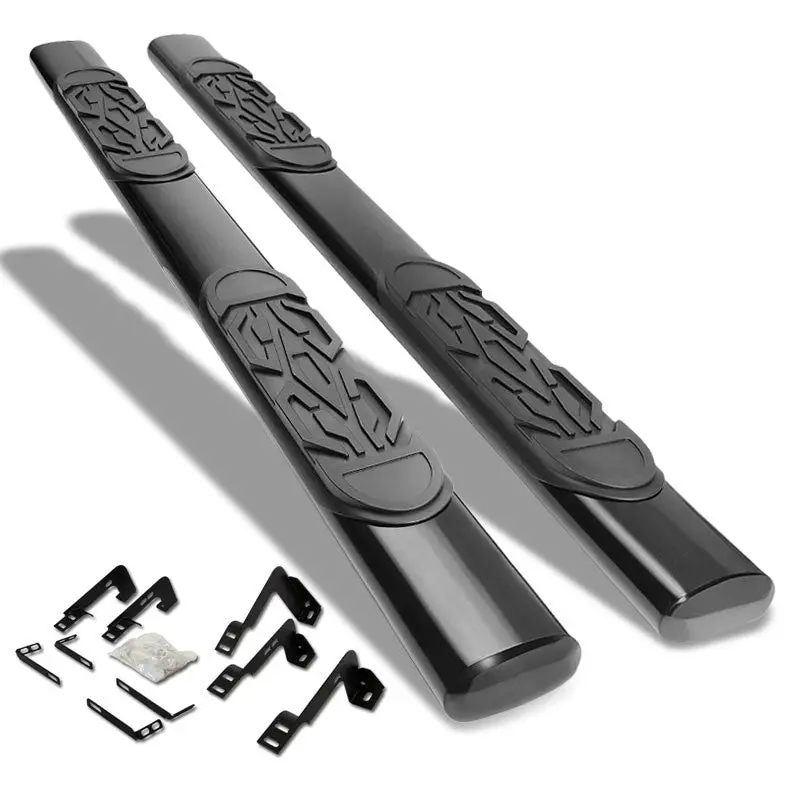 (Straight Oval Tubular Black) Running Board Nerf Bar For 07-18 Silverado Sierra 1500/07-19 2500 3500 Hd [Extended Cab] 1