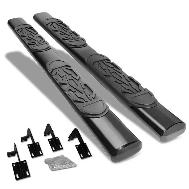 (Straight Oval Tubular Black) Running Board Nerf Bar For 99-16 Ford F-250/350/450/550 Super Duty (Phn131) [Extended Cab] 1