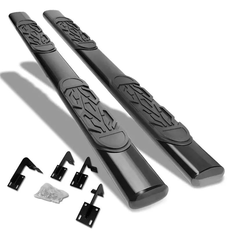 (Straight Oval Tubular Black) Running Board Nerf Bar For 99-16 Ford F-250/350/450/550 Super Duty (Phn131) [Crew Cab] 1