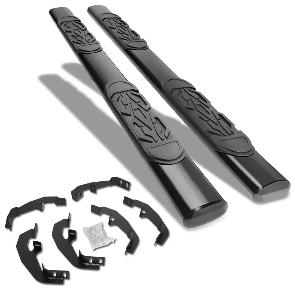 (Straight Oval Tubular Black) Running Board Nerf Bar For 19+ Chevrolet Silverado / Gmc Sierra 1500 2500 3500 Hd (T1xx) [Crew Cab] 1