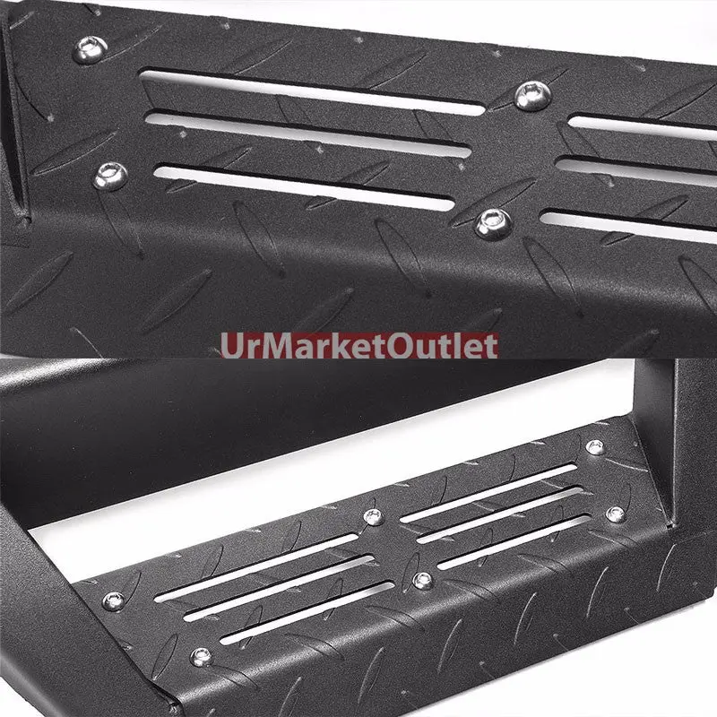 (Step-Down Black) Running Board Nerf Bar For 07-18 Jeep Wrangler 4-Door (Jk) 1