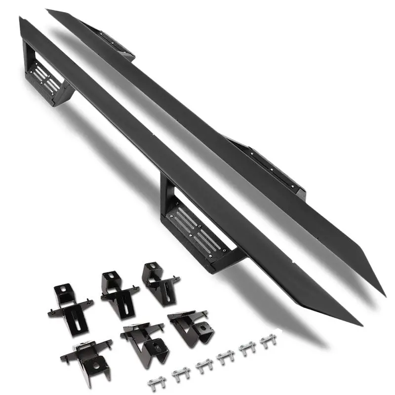 (Step-Down Black) Running Board Nerf Bar For 18+ Jeep Wrangler 4Dr Unlimited Jl 1