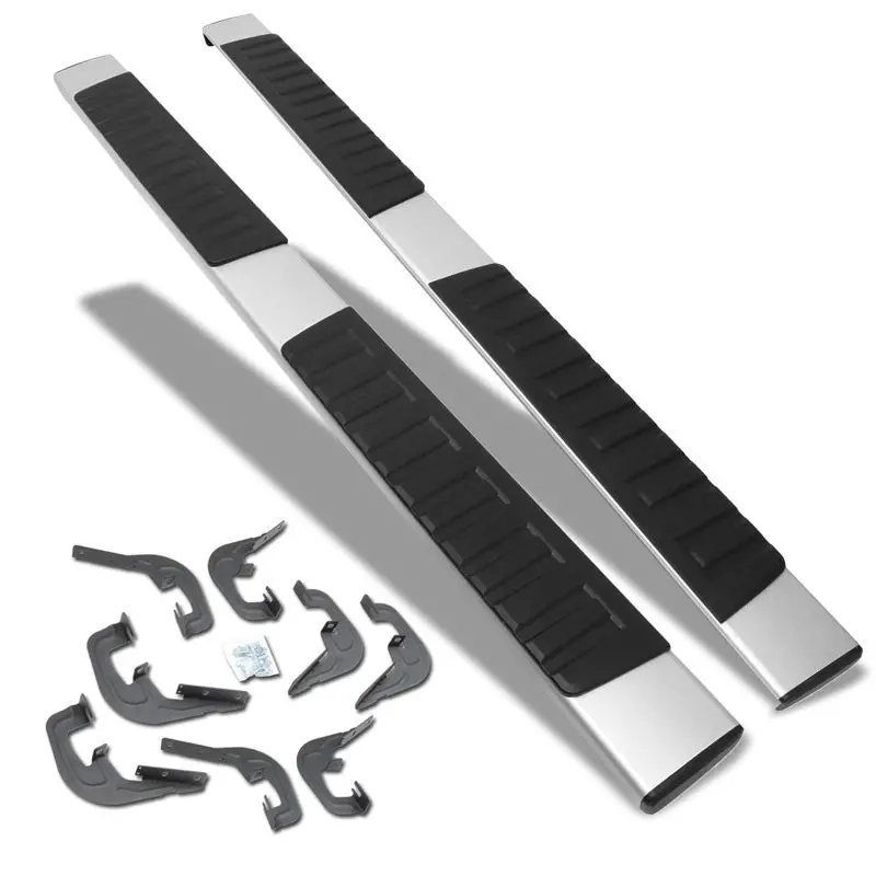 (Flat Board Cross Metal) Running Board Nerf Bar For 07-18 Silverado Sierra 1500/07-19 2500 3500 Hd [Crew Cab] 1