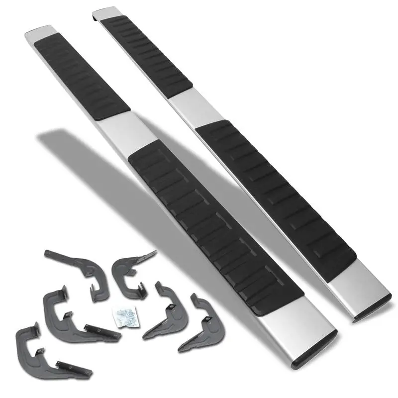 (Flat Board Slant Metal) Running Board Nerf Bar For 07-18 Silverado Sierra 1500/07-19 2500 3500 Hd [Extended Cab] 1