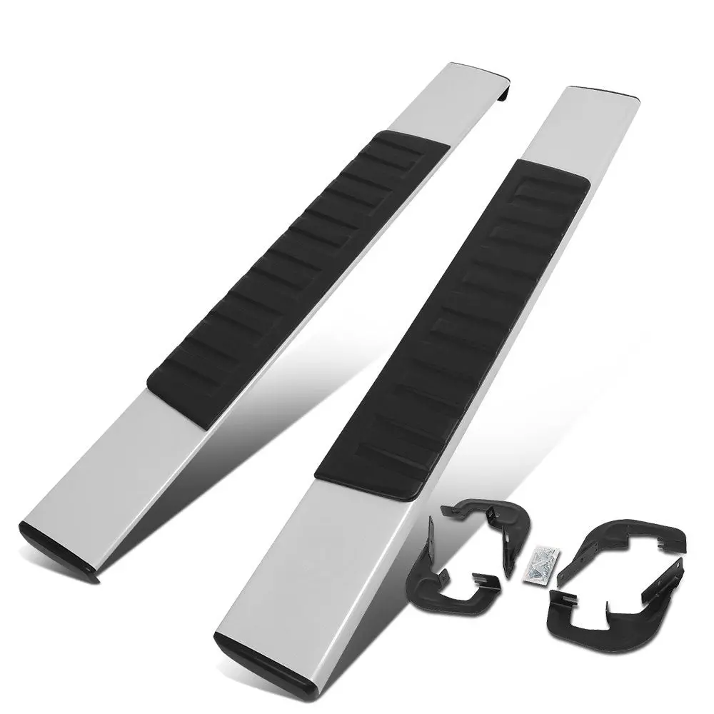 (Extruded Flat Black/Silver) Running Board Nerf Bar For 07-18 Silverado Sierra 1500/07-19 2500 3500 Hd [Standard Cab] 1