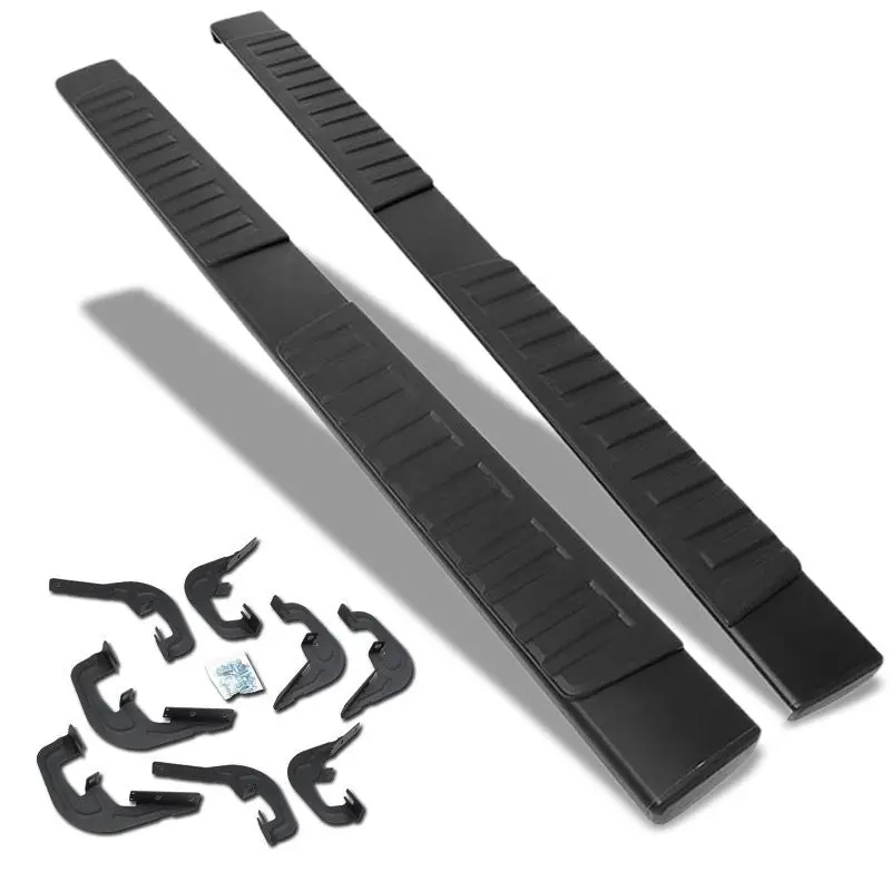 (Extruded Flat Black) Running Board Nerf Bar For 07-18 Silverado Sierra 1500/07-19 2500 3500 Hd [Crew Cab] 1