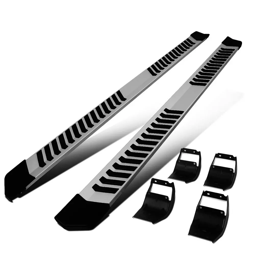 (Flat Board Stripe Pad Metal) Aluminum Running Board Nerf Bar For Ford 15+ F-150 / 17+ F-250 F-350 Super Duty [Crew Cab] 1