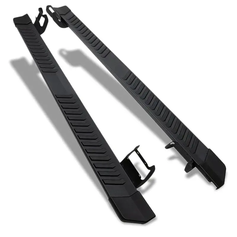 (Flat Board Stripe Pad Black) Aluminum Running Board Nerf Bar For Ford 15+ F-150 / 17+ F-250 F-350 Super Duty [Crew Cab] 1