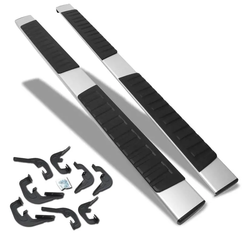 (Extruded Flat Metal) Running Board Nerf Bar For 07-18 Silverado Sierra 1500/07-19 2500 3500 Hd [Crew Cab] 1