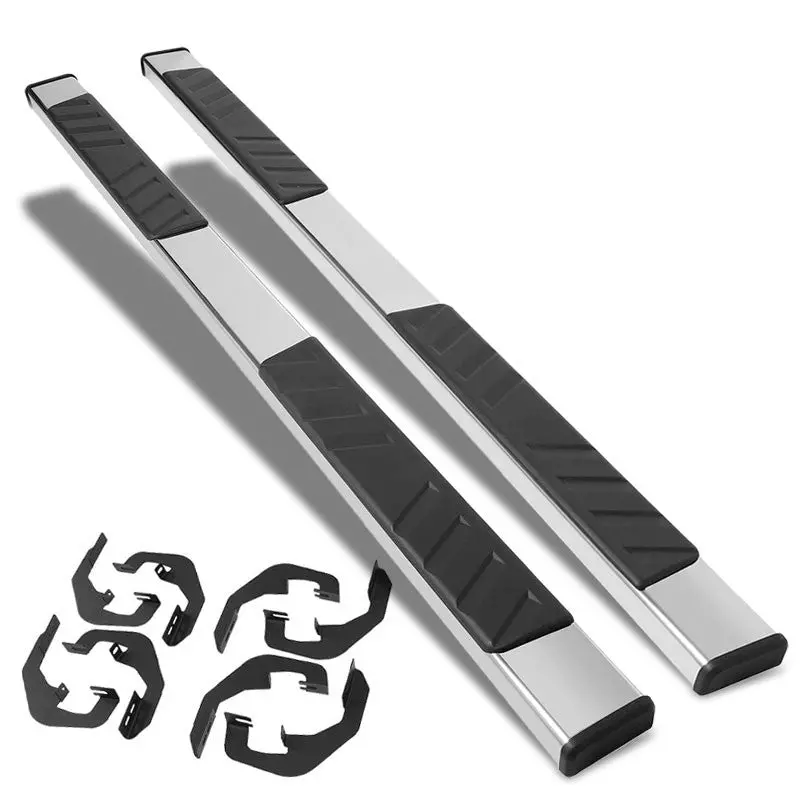 (Flat Board Slant Metal) Running Board Nerf Bar For 07-18 Silverado Sierra 1500/07-19 2500 3500 Hd [Crew Cab] 1