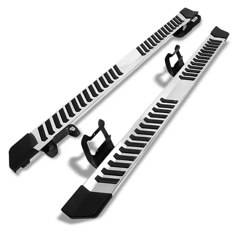 (Flat Board Stripe Pad Black) Stainless Running Board Nerf Bar For Ford 15+ F-150 / 17+ F-250 F-350 Super Duty [Crew Cab] 1