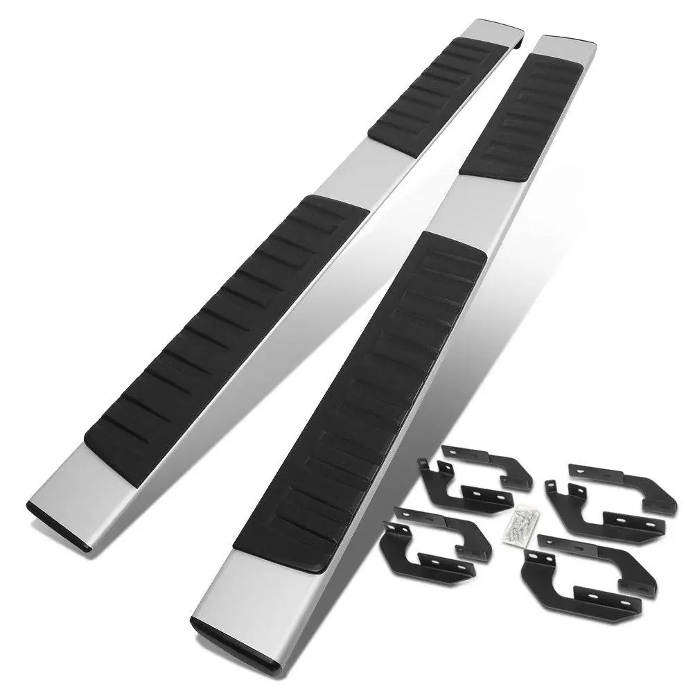 (Flat Board Cross T2 Black/Silver) Running Board Nerf Bar For 07-21 Toyota Tundra (Xk50 2Nd Gen) [Extended Cab] 1