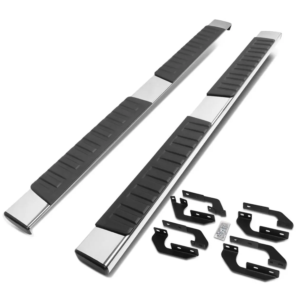 (Flat Board Cross Chrome/Black) Running Board Nerf Bar For 07-21 Toyota Tundra (Xk50 2Nd Gen) [Crew Cab] 1