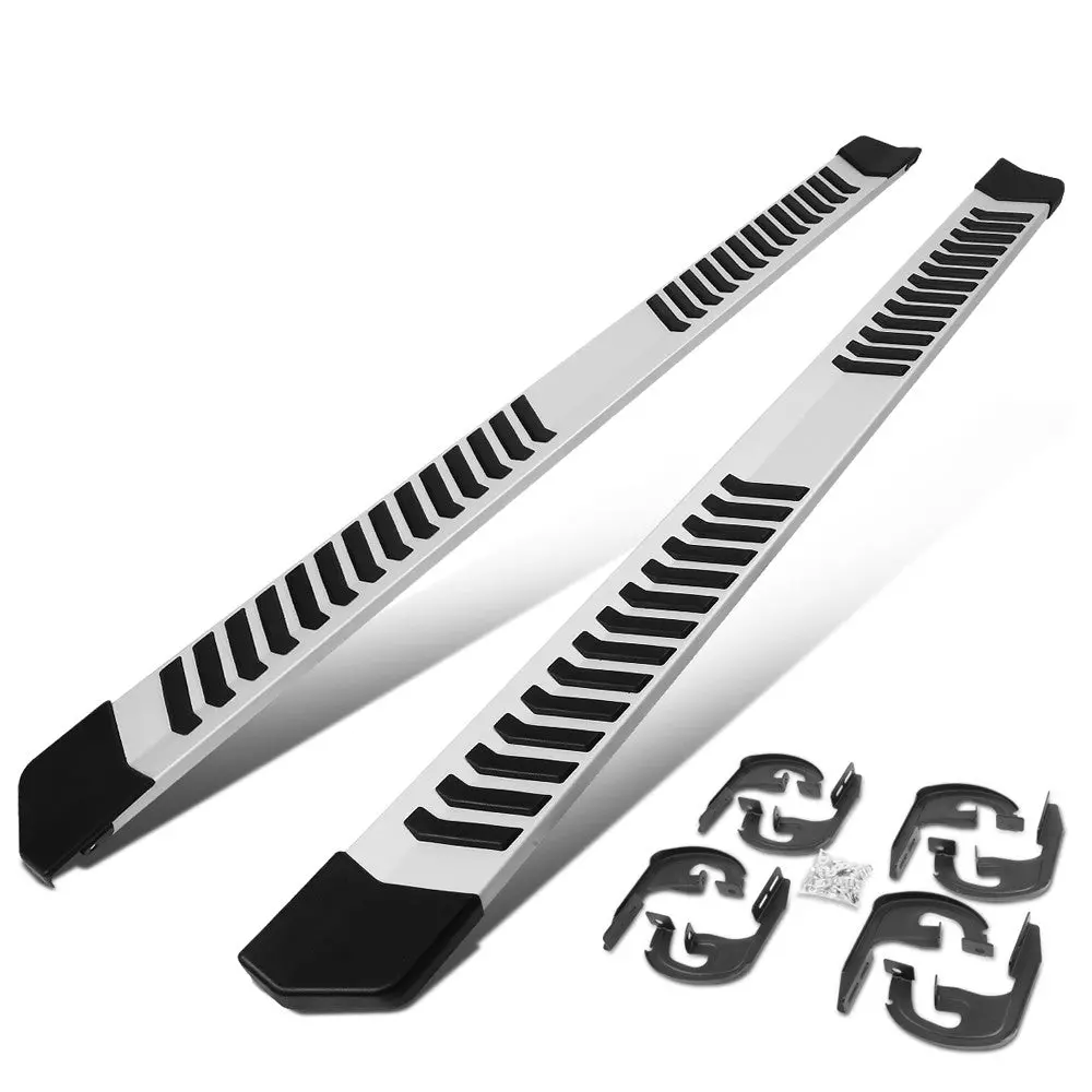 (Extruded Flat Black/Silver) Running Board Nerf Bar For 04-14 Ford F-150 (P221 11Th, P415 12Th Gen) [Crew Cab] 1