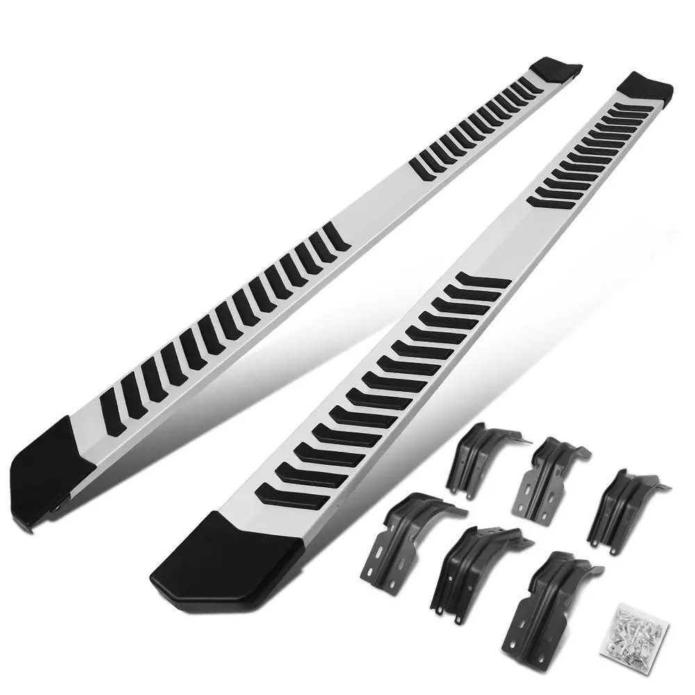 (Extruded Flat Black/Silver) Running Board Nerf Bar For 99-16 Ford F-250/350/450/550 Super Duty (Phn131) [Crew Cab] 1