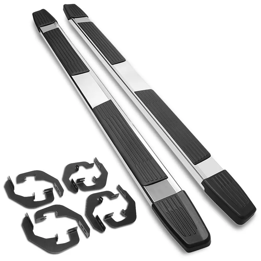 (Flat Step/5.25 Cap Metal) Running Board Nerf Bar For 07-18 Silverado Sierra 1500/07-19 2500 3500 Hd [Crew Cab] 1