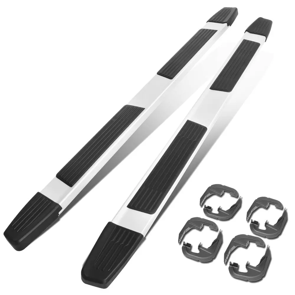(Flat Step/5.25 Cap Black/Silver) Running Board Nerf Bar For 19+ Chevrolet Silverado / Gmc Sierra 1500 2500 3500 Hd (T1xx) [Crew Cab] 1