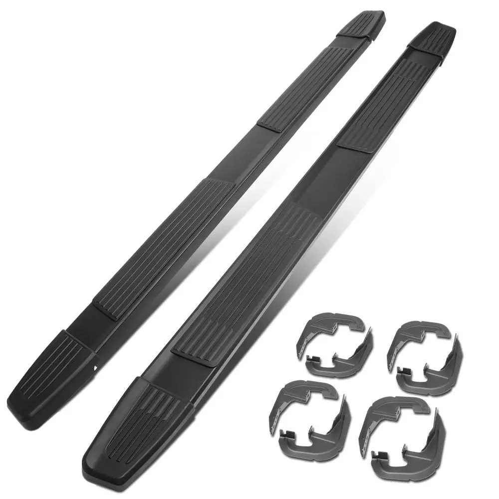 (Flat Step/5.25 Cap Black) Running Board Nerf Bar For 19+ Chevrolet Silverado / Gmc Sierra 1500 2500 3500 Hd (T1xx) [Crew Cab] 1