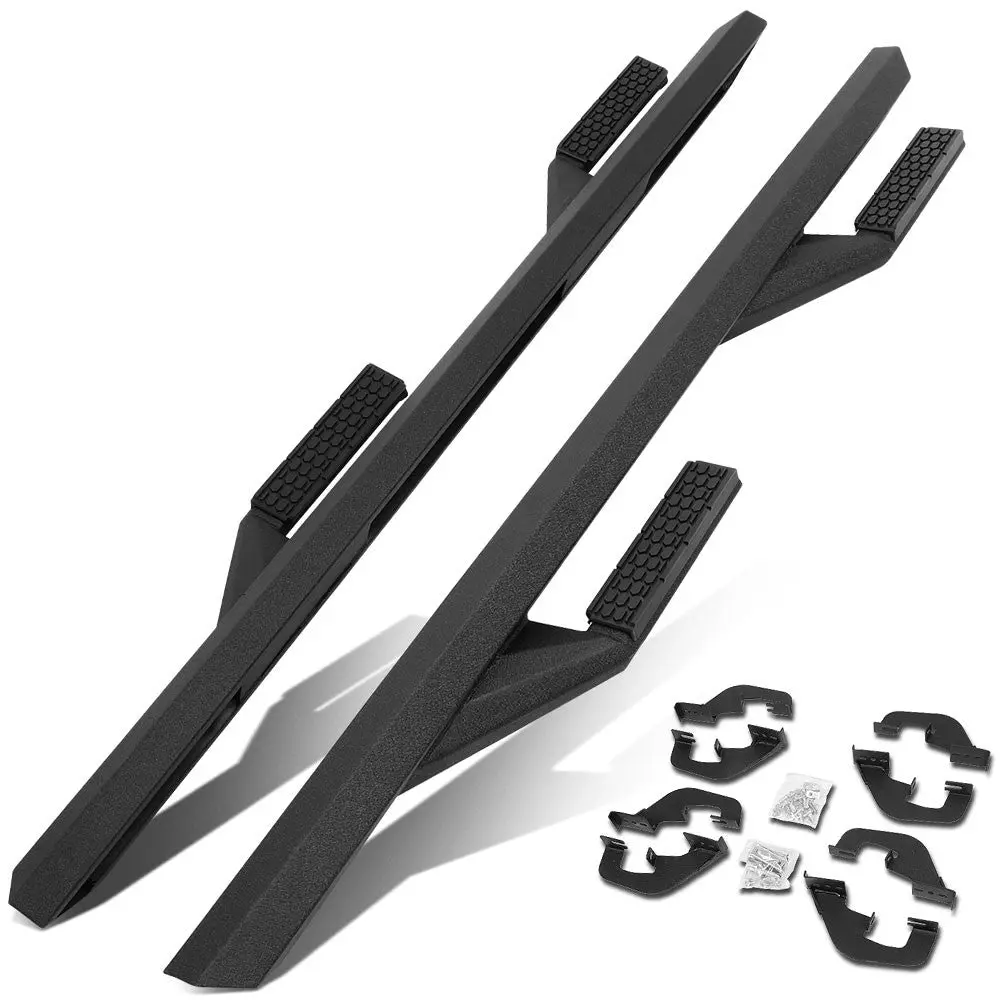 (90 L-Shape Bar Black) Running Board Nerf Bar For 07-18 Silverado Sierra 1500/07-19 2500 3500 Hd [Crew Cab] 1